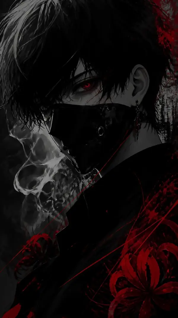 Anime background phone — masked red eyed warrior