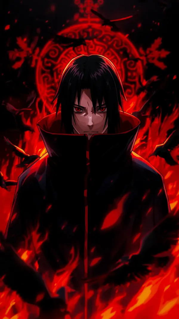 Anime background wallpaper hd — fiery red crows