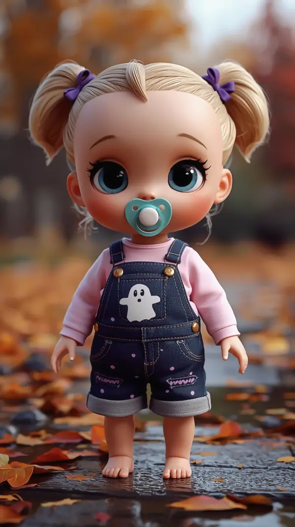 Cute Doll Wallpaper — Autumn Ghost Overalls | 4kwallpapar