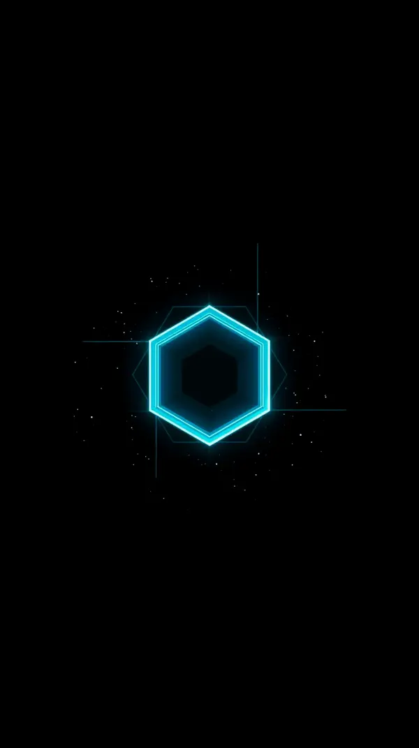 Neon Blue Hexagon AMOLED Wallpaper 4K for Mobile
