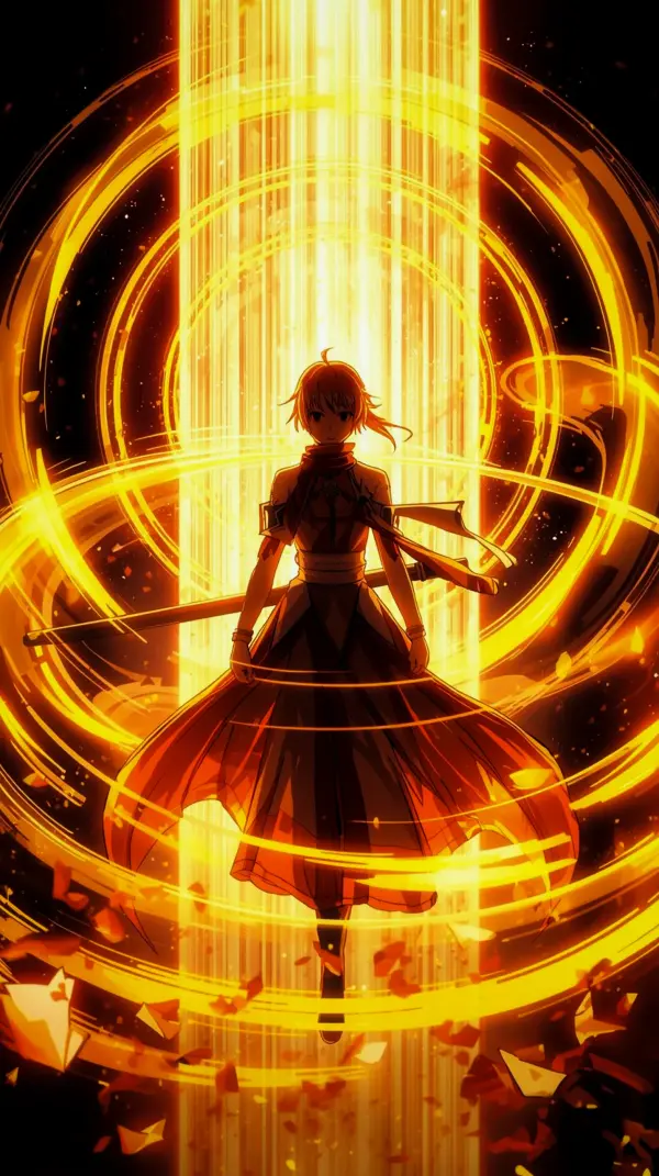 Epic Golden Anime Warrior Wallpaper for iPhone – 4K