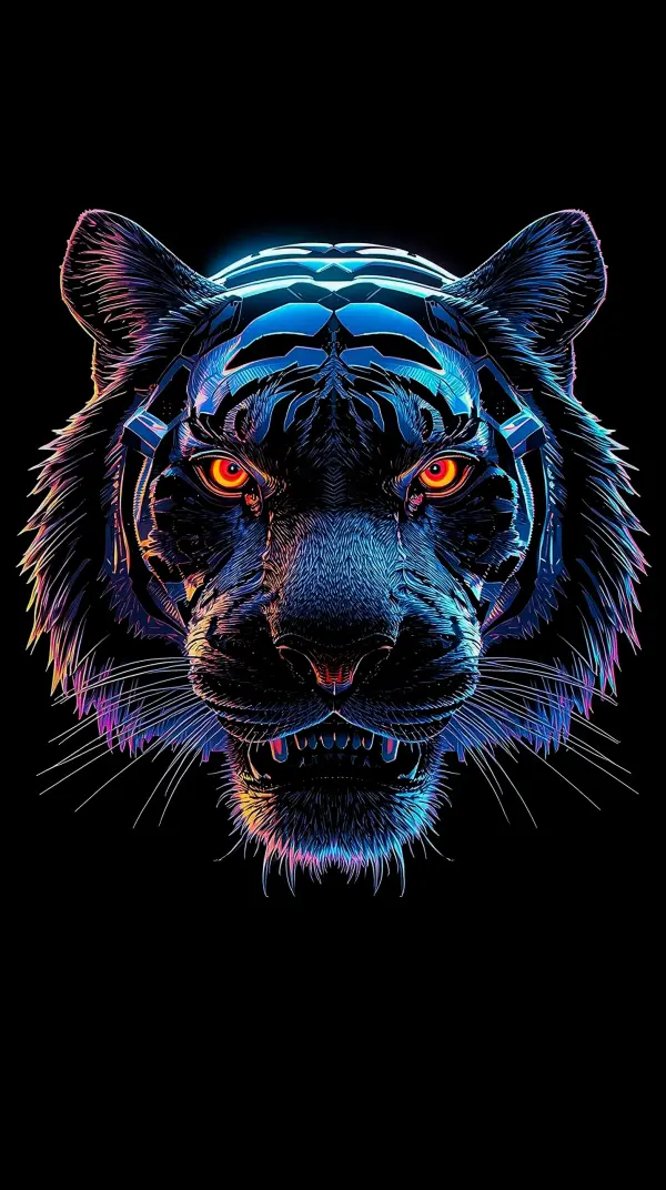 Cyberpunk Tiger AMOLED Wallpaper 4K for Mobile
