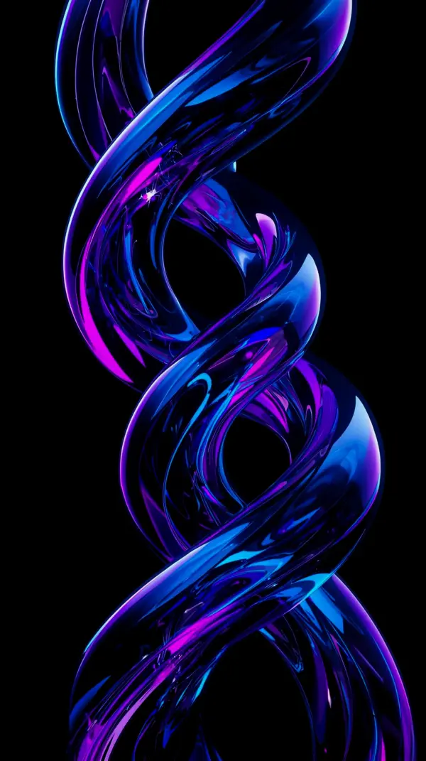 Dark AMOLED 4K Mobile Wallpaper: Vibrant Neon Glass Spiral