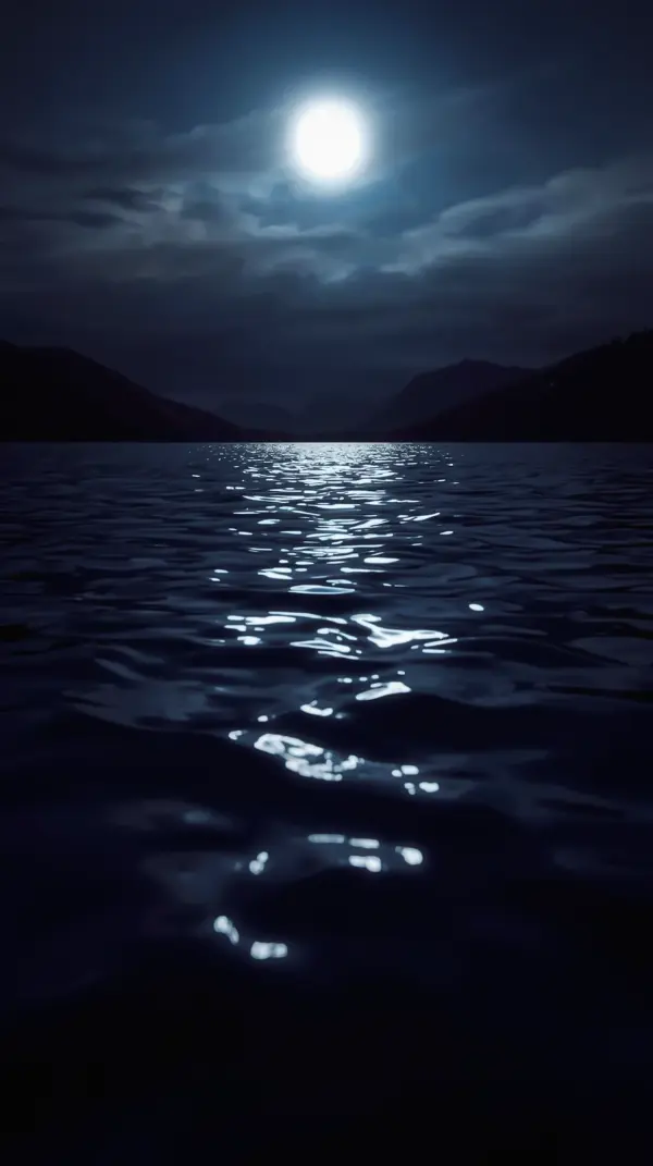 Nature Wallpaper 4K — Full Moon Over Dark Lake 4KWallpapar