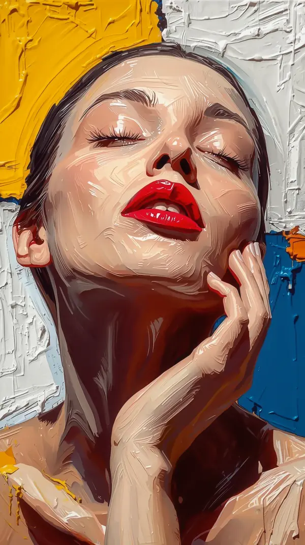Aesthetic anime wallpaper — bold painted woman