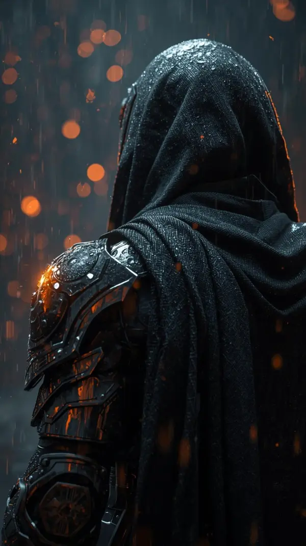 Dark wallpaper 4k phone — hooded armored warrior