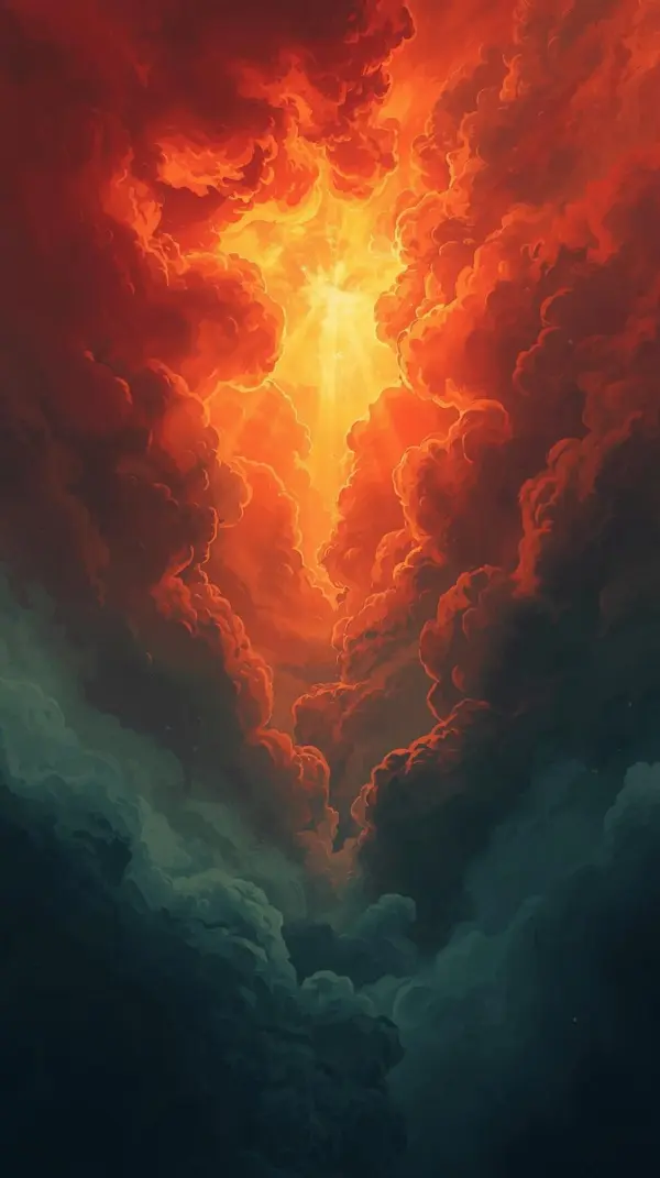 k wallpaper for iphone - Apocalyptic fiery orange-red sky filled with turbulent smoke clouds