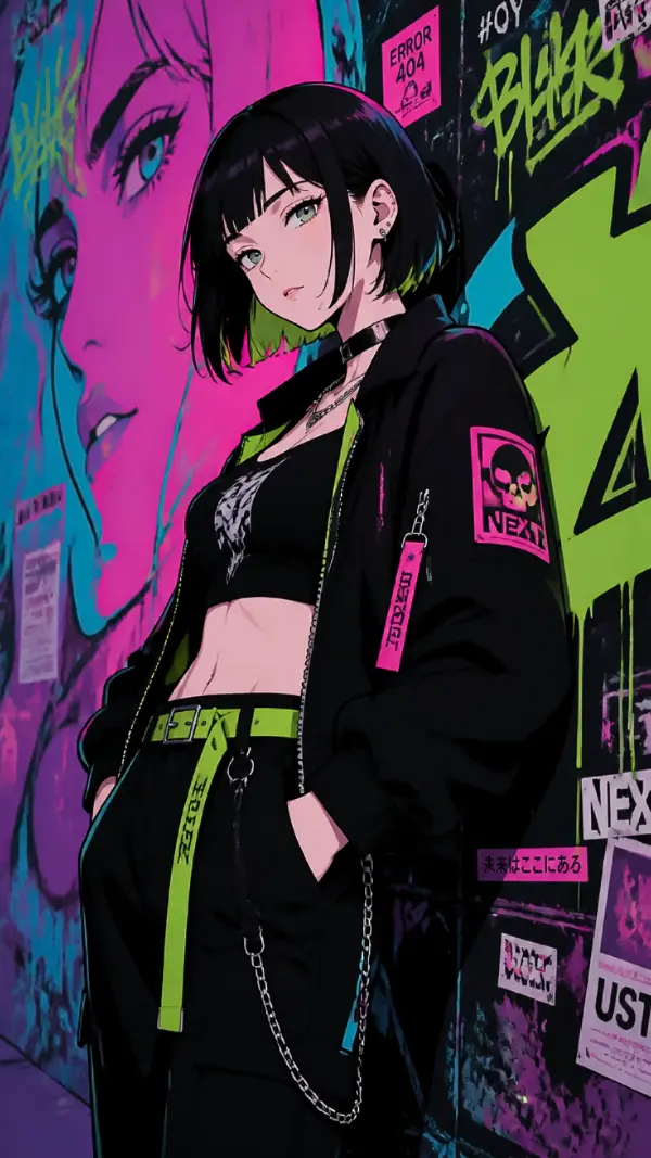 Wallpaper anime keren — stylish green hair rebel