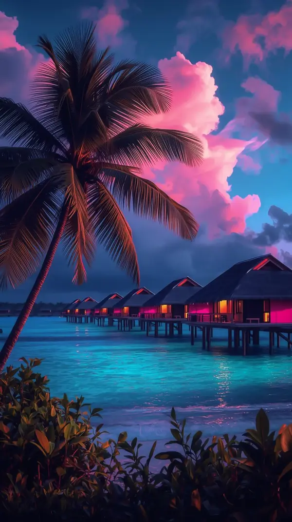 4K Nature Wallpaper for Mobile — Tropical Sunset Resort