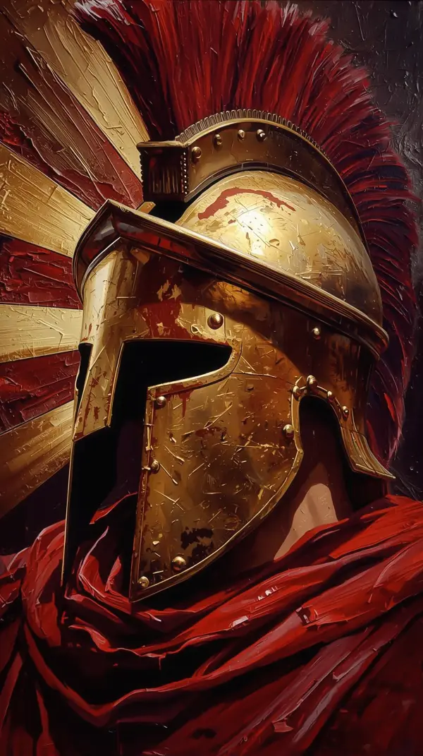 Anime cool wallpaper — golden gladiator helmet