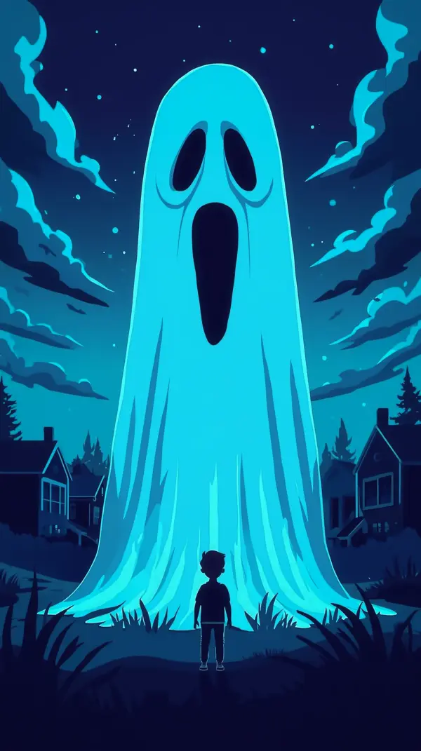 Wallpaper anime dark — giant glowing blue ghost