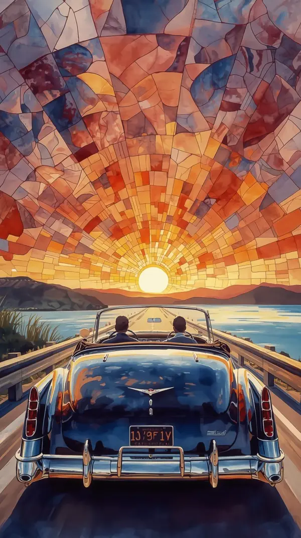 Car wallpaper 4k for mobile — Classic Convertible Sunset