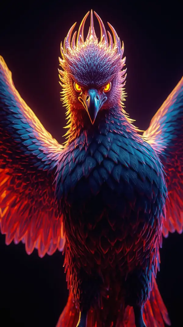 Bird Wallpaper 4K Phone — Neon Phoenix Rising 4KWallpapar
