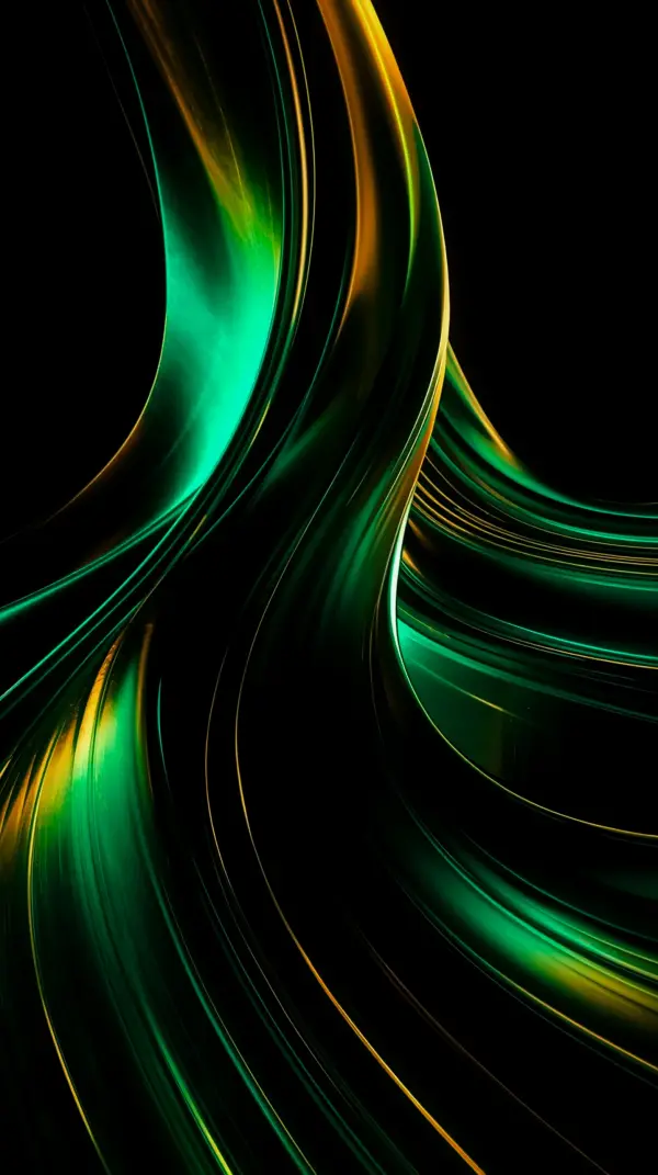 Dark AMOLED 4K Mobile Wallpaper: Emerald Swirls
