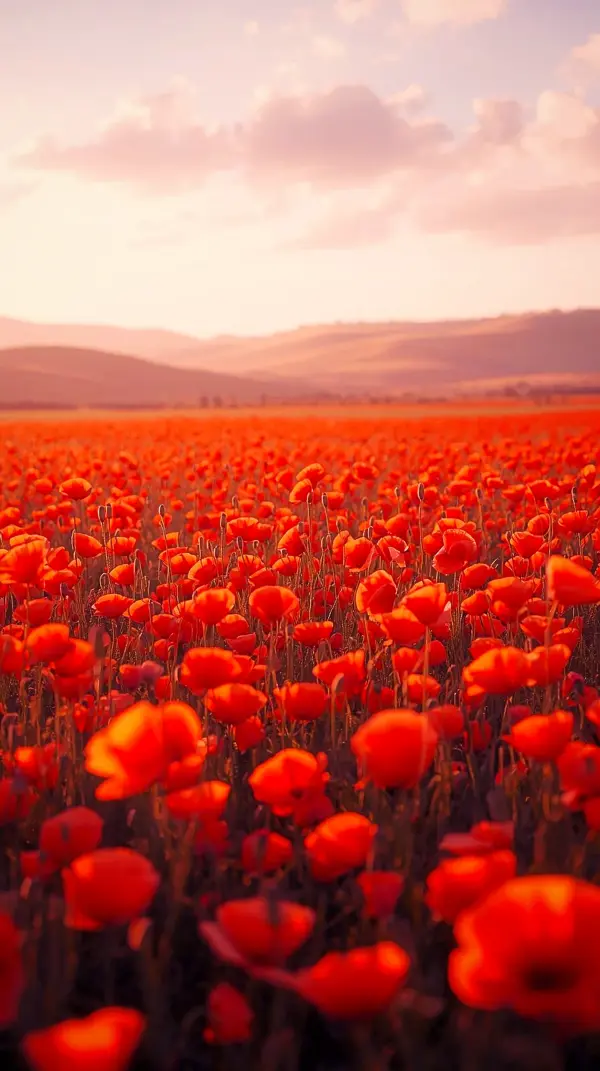 Anime wallpaper — beautiful red poppy field scenery
