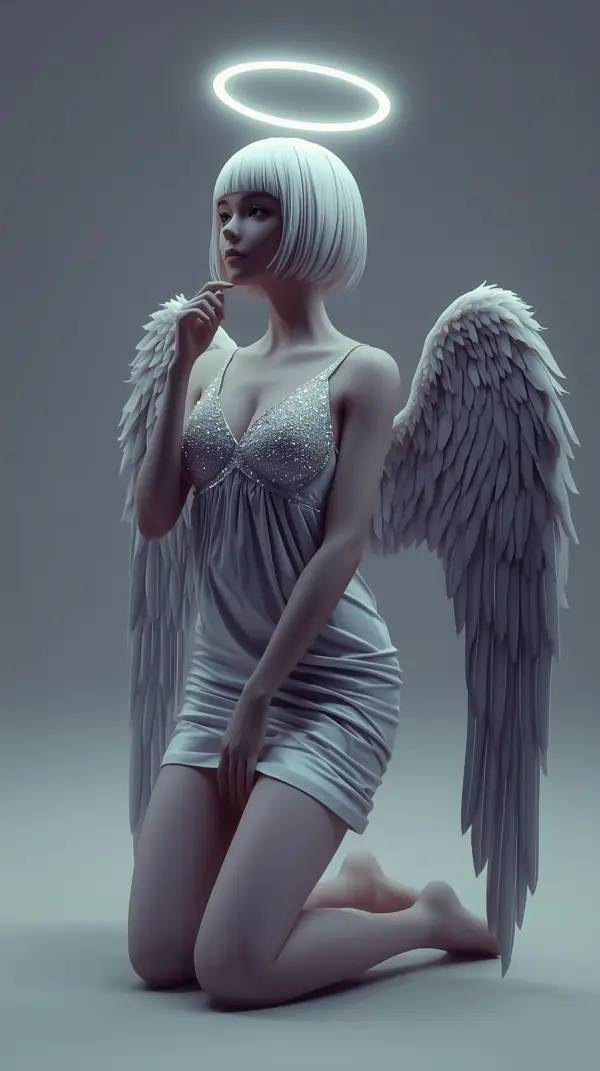 Angel Wallpaper 4K — Elegant White Halo Girl