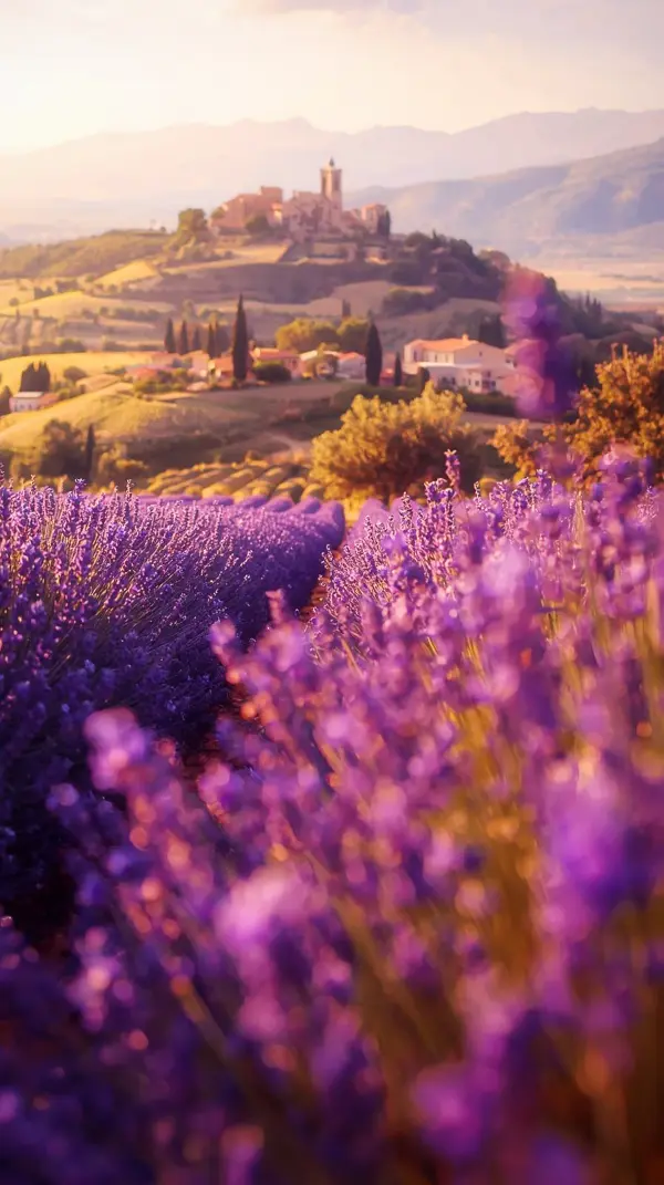 Lavender Field Landscape iPhone Wallpaper 4K - 4K Wallpaper for Mobile and Phone - Cute 4K Wallpaper for iPhone and 4K Backgrounds iPhone - 4K iPhone Background