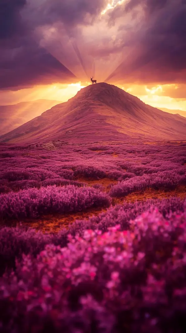 Anime wallpaper — majestic deer on a mountain