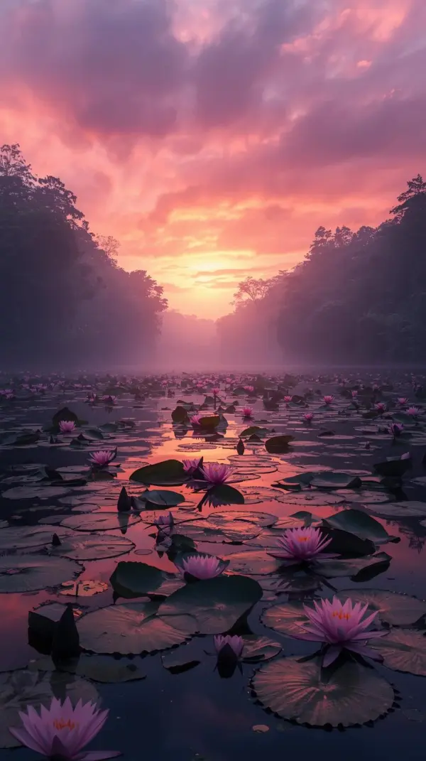 4k wallpaper for mobile of Amazon river sunrise with giant water lilies amazon river sunrise iPhone wallpaper 4k resolut