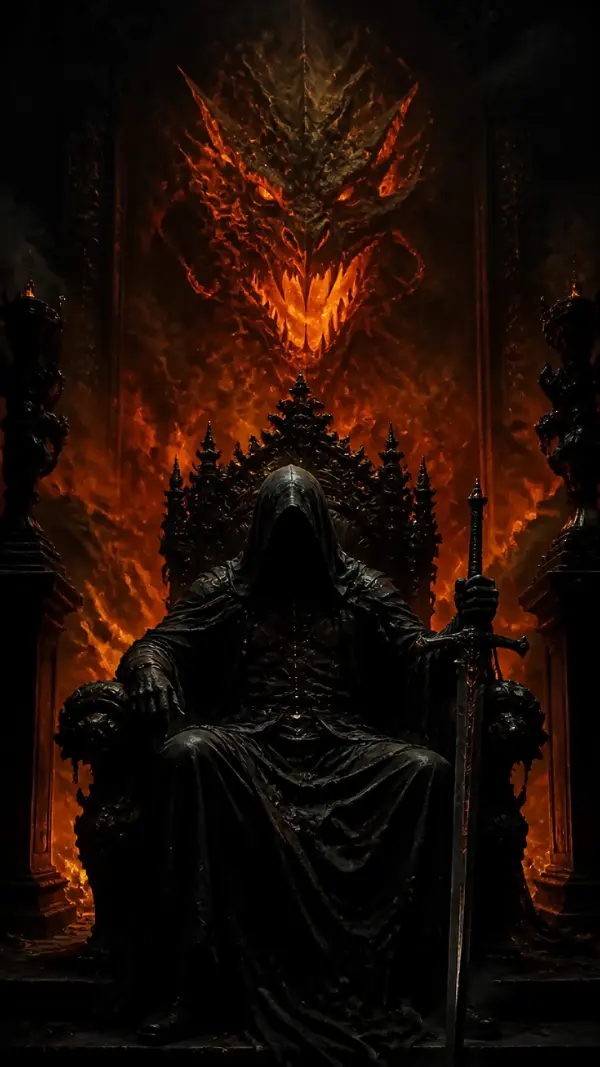 Dark anime wallpaper 4k — glowing dragon throne