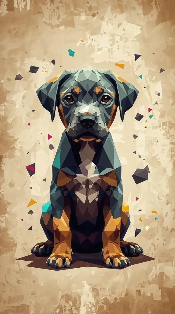 Dog Wallpaper 4K — Geometric Rottweiler Puppy