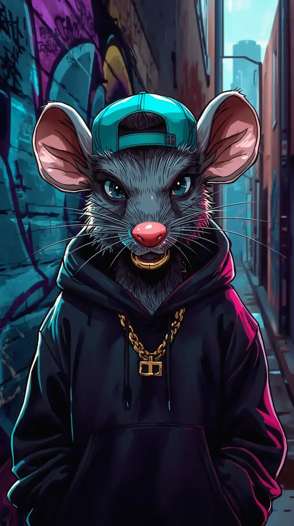 3D Phone Wallpaper — Urban Hip Hop Mouse Style