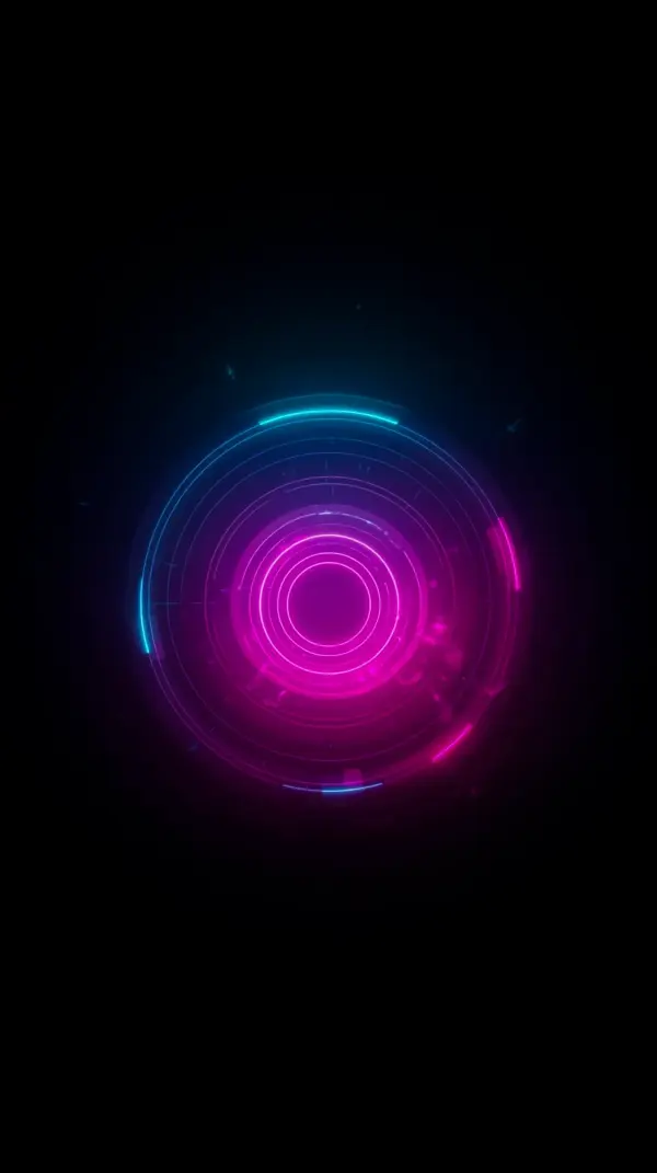 Futuristic Neon HUD Amoled Wallpaper 4k for Mobile - Glowing Pink and Blue Circle