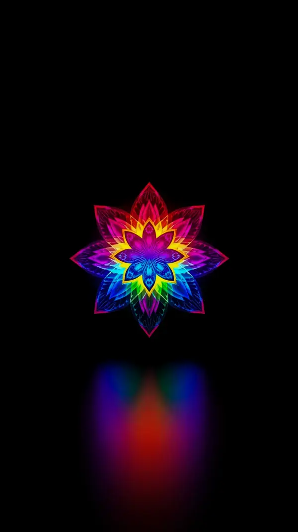 Iphone aesthetic — glowing rainbow geometric flower