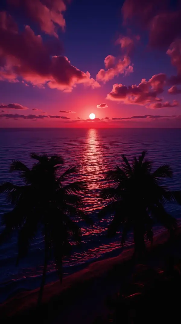 4k nature wallpaper for mobile — Tropical sunset palm trees | 4KWallpapar