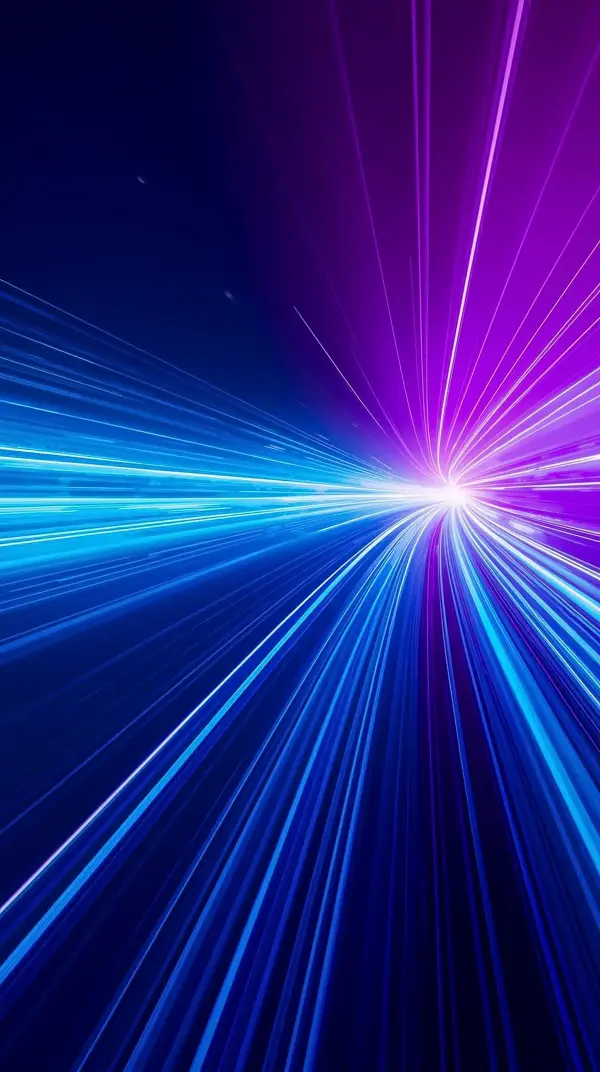 4k wallpaper for mobile Neon Speed Light Streaks, Vibrant Blue Purple Radial Burst Rays on Deep Black Background Futuristic Glow
