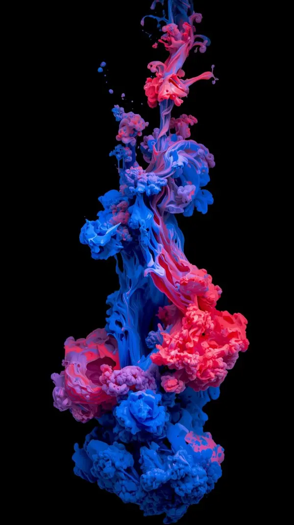 4k backgrounds iphone – Abstract acrylic ink blot in vibrant blue and red colors swirling in water
