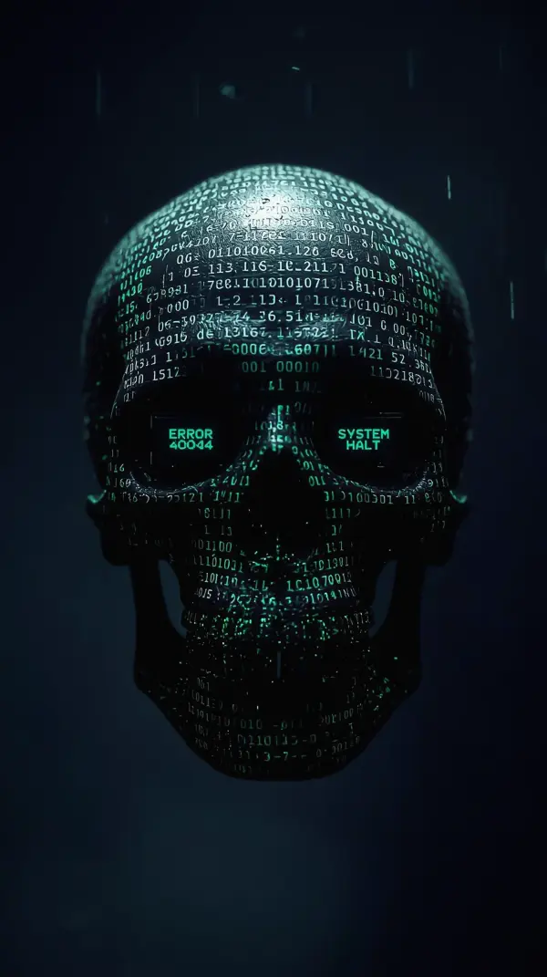 Hacker Phone Wallpaper — Matrix Skull System Halt | 4kwallpapar