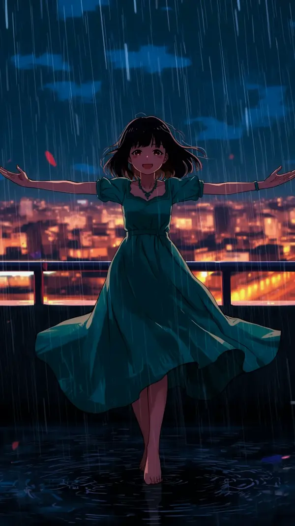 Melancholic Anime Girl Rain Wallpaper for iPhone – 4K
