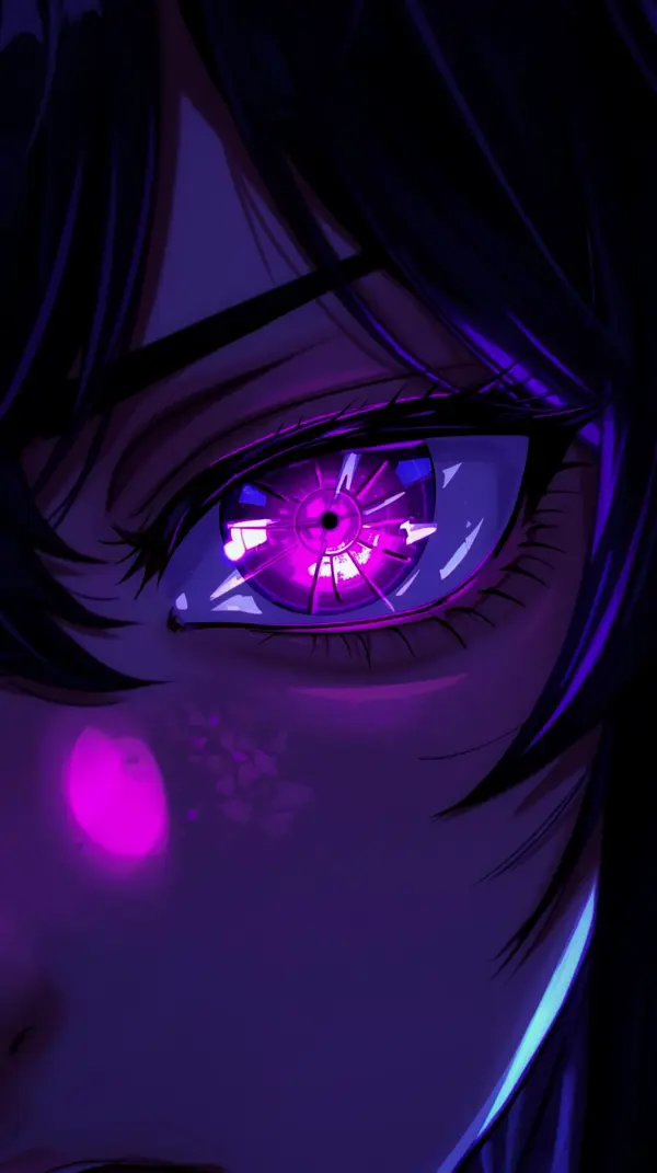 Mystic Glowing Purple Anime Eye Wallpaper for Android 4K
