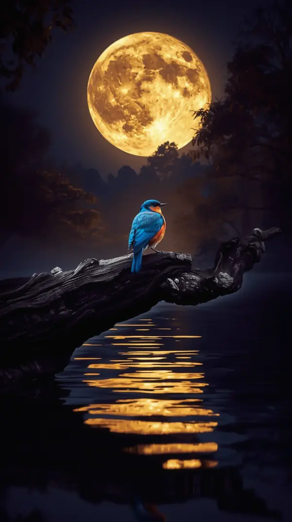 Beautiful phone background — perched glowing bluebird