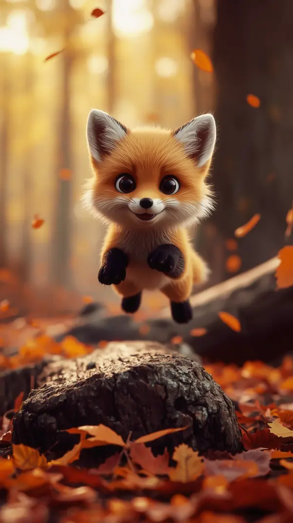 Aesthetic anime wallpaper — jumping little fox