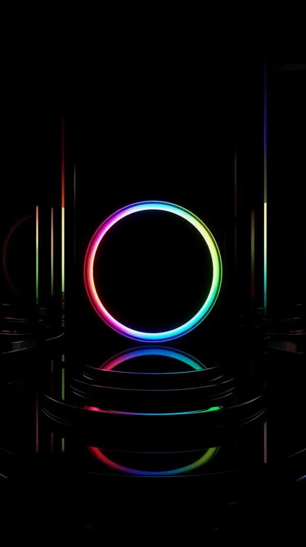 Vibrant Neon Circle AMOLED Wallpaper 4K for Mobile
