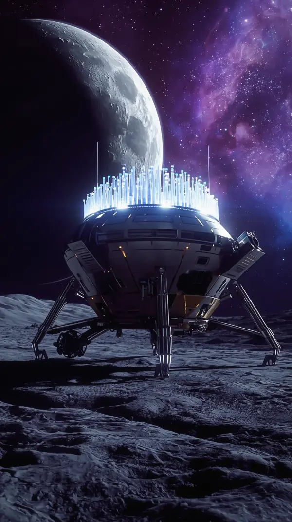 Space Wallpaper 4K — Lunar Lander Purple Nebula