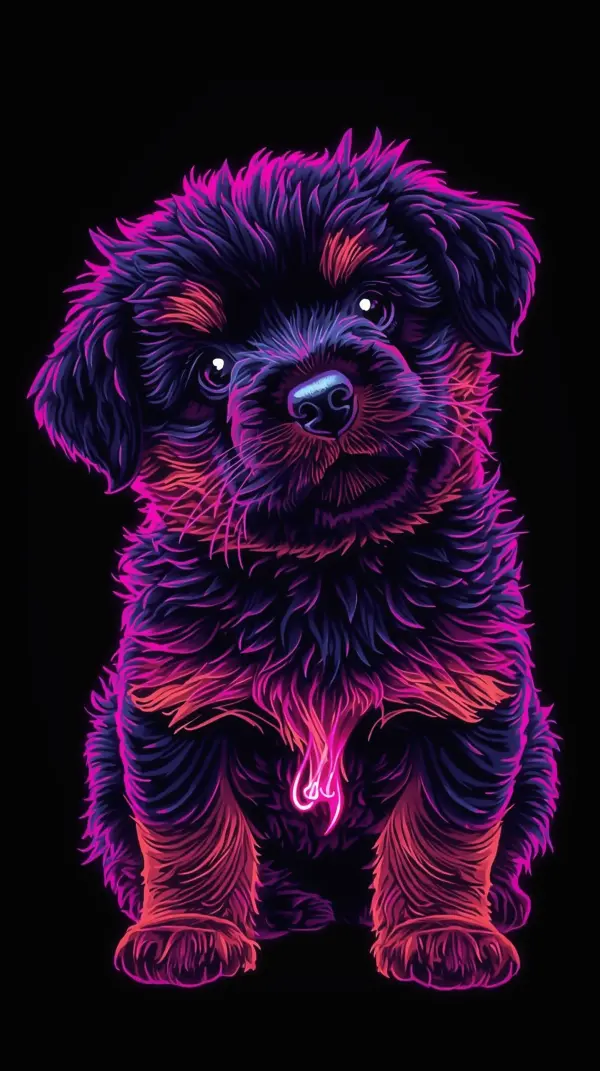 Animal Wallpaper 4K — Neon Glowing Puppy Portrait