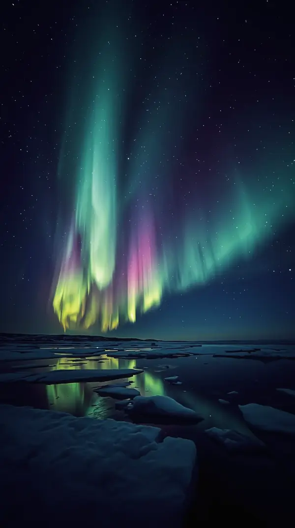 Free phone backgrounds — glowing polar aurora