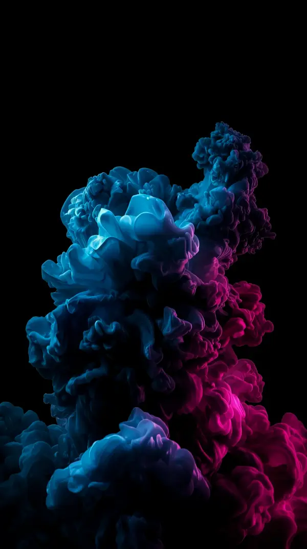 Vibrant Blue and Pink Smoke Cloud AMOLED Wallpaper 4K for Mobile