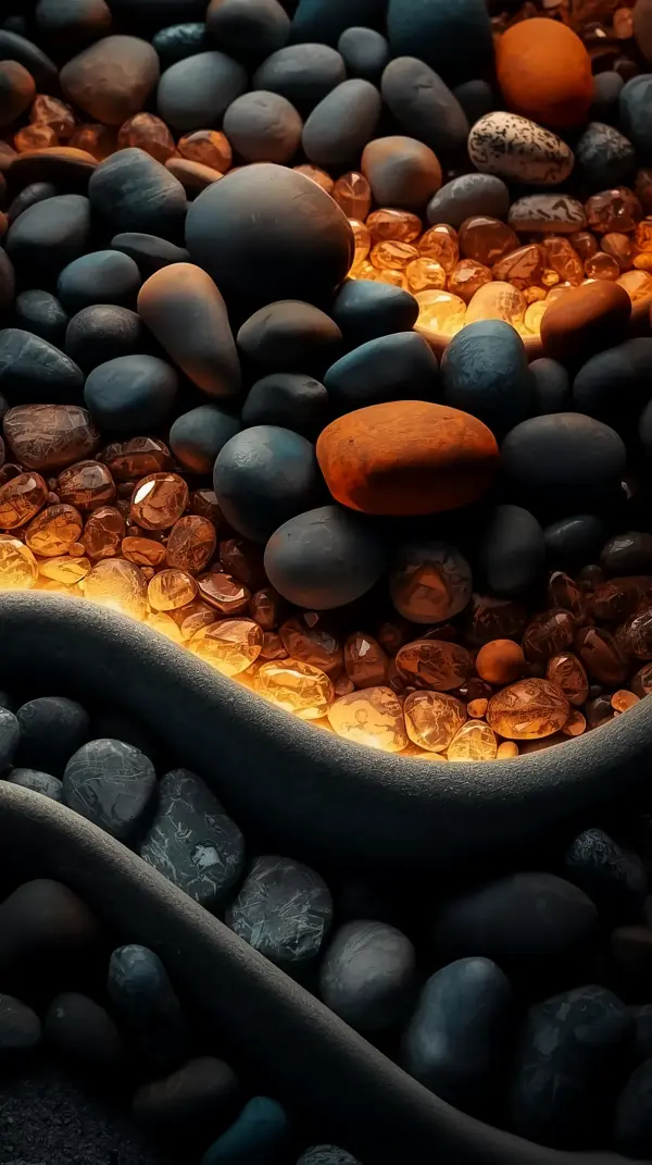 Stunning Glowing Stones AMOLED Wallpaper 4K for Mobile