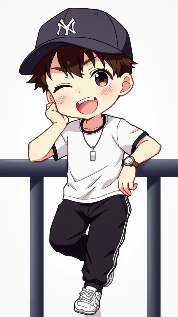 Anime Phone Wallpaper — Cute Boy Wearing Baseball Cap