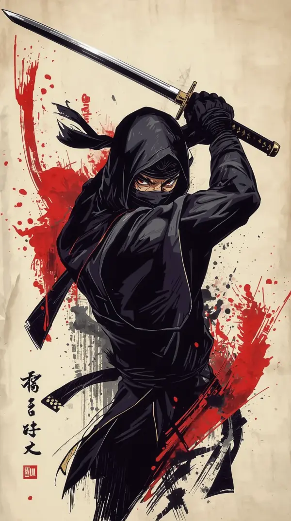 Ninja Wallpaper — Black Katana Warrior Art