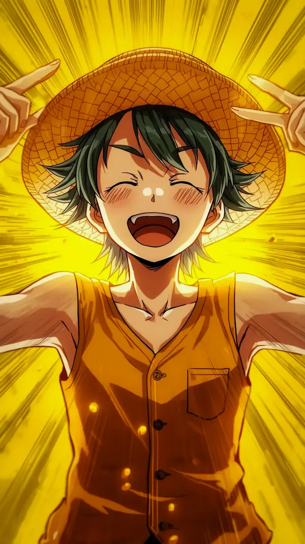 Anime background phone — smiling straw hat boy