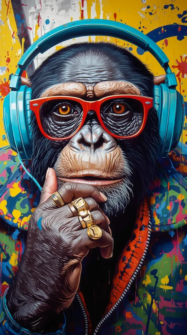 Phone Wallpaper — Graffiti Chimp Headphones