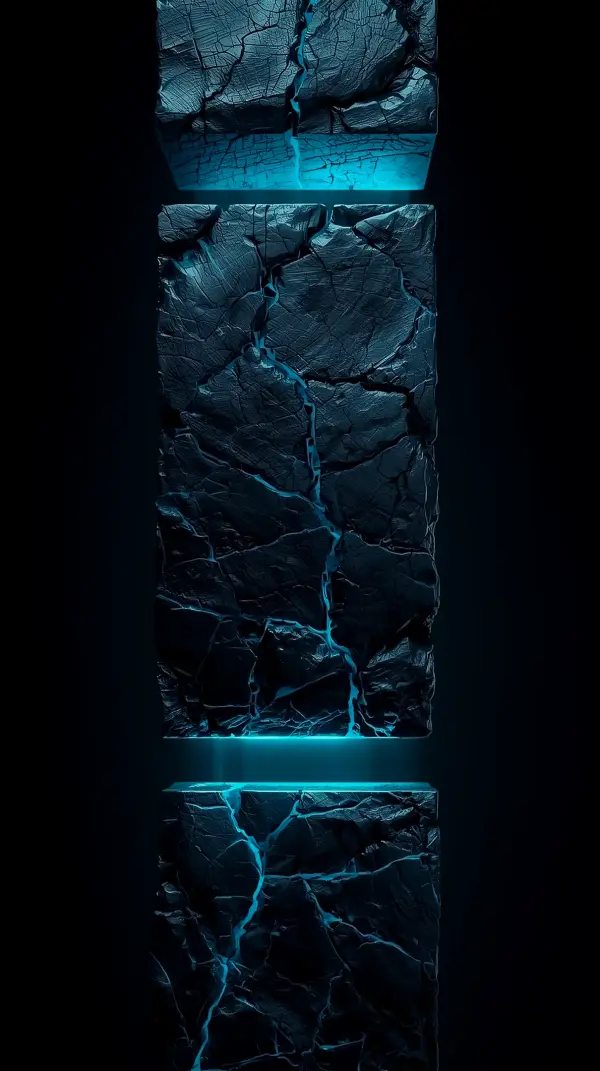 Abstract Cracked Neon Stone AMOLED wallpaper 4k for mobile