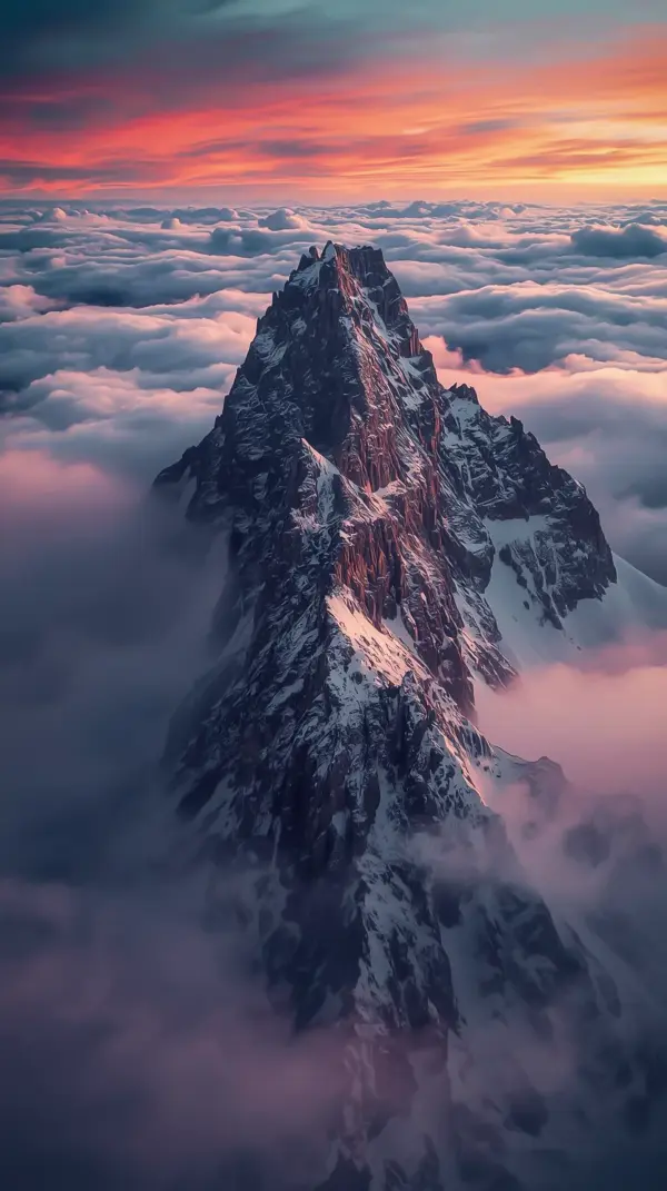 Nature Wallpaper 4K — Snowy Mountain Peak Above Clouds | 4KWallpapar
