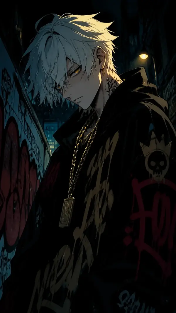 White anime wallpaper — street graffiti rebel