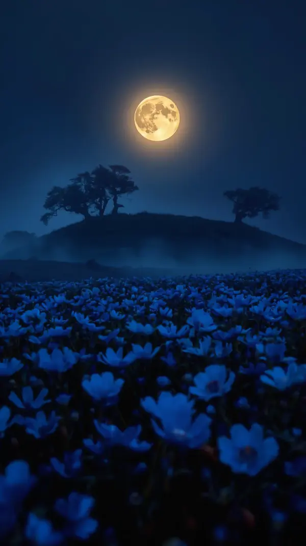 Beautiful phone background — glowing moonlit field
